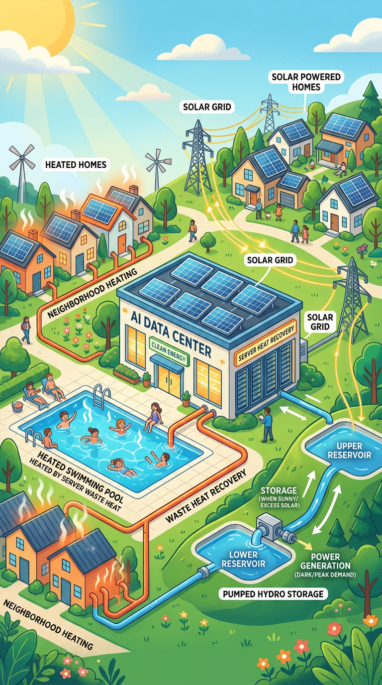 Eco-friendly and revenue generating AI and Data centers that prove these facilities can be built with a low footprint when planned right and placed in locations capable of generating clean energy.